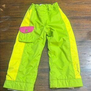 Obermeyer Lime Green and Yellow snow pants